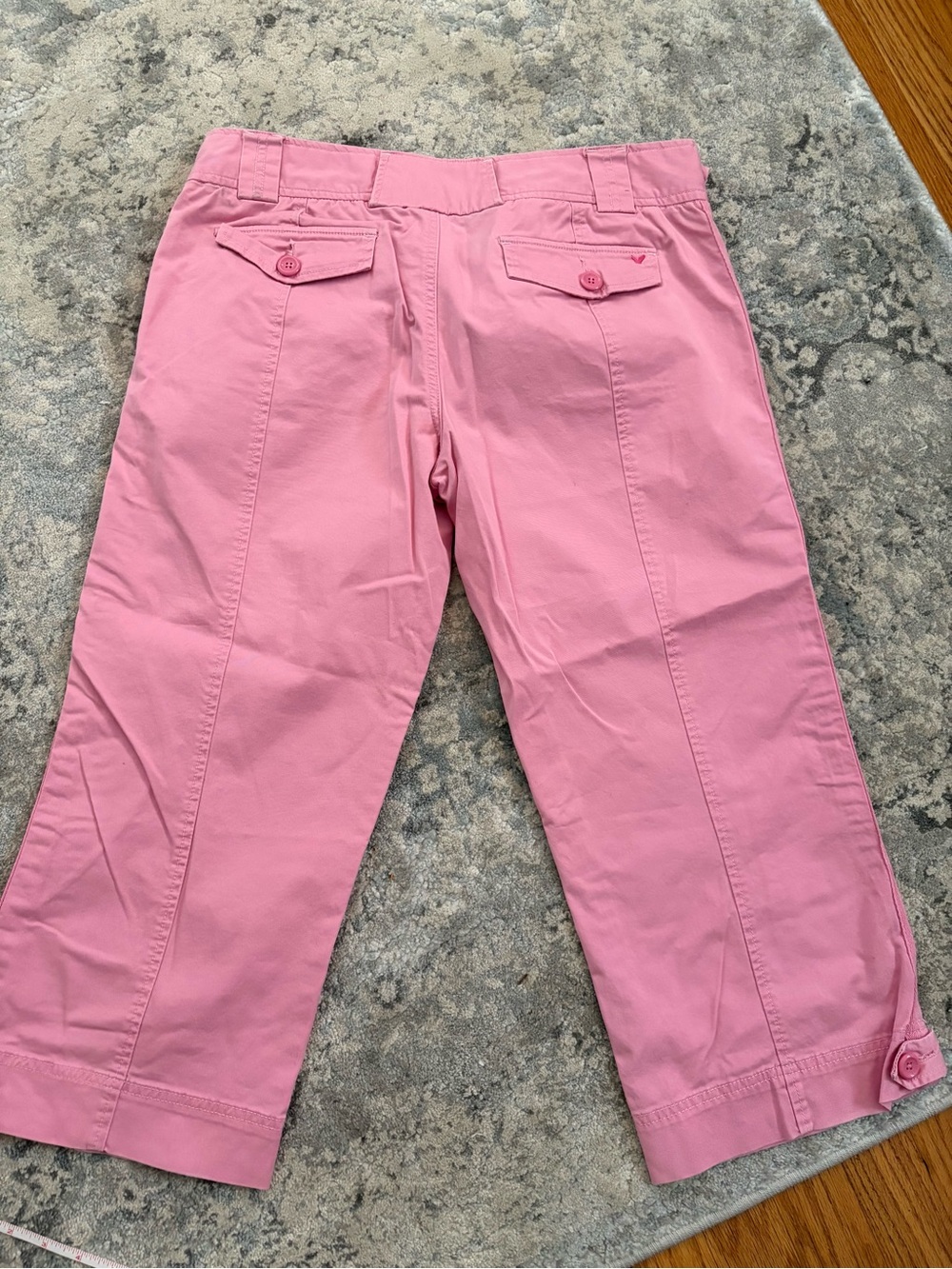 American Eagle Outfitters Light Pink Capri Pants with Button Tab Waist - Picture 3 of 5